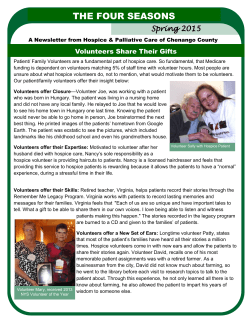 Spring 2015 Newsletter - Hospice & Palliative Care of Chenango
