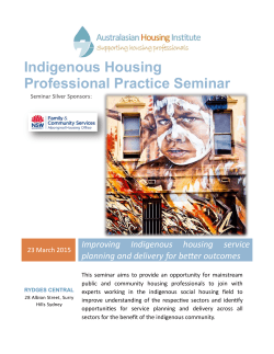 Indigenous Housing Professional Practice Seminar