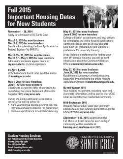 Fall 2015 Important Housing Dates for New Students Flyer