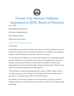 Former City Attorney Feldman Appointed to HFSC Board of Directors