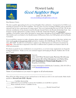 Royalty Sponsorship Letter - Howard Lake Good Neighbor Days