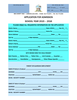 Application for Admission (SY 2015-2016)