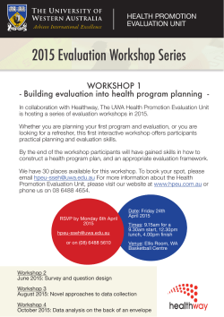 2015 Evaluation Workshop Series - Health Promotion Evaluation Unit