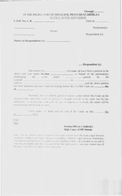 CASE No. C.R. ......Respondent (s) Notice to Respondents for ~ .