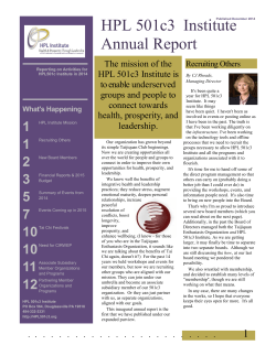 HPL 501c3 Institute Annual Report