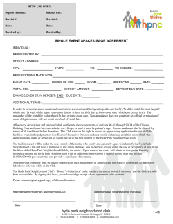 Space Usage Agreement Form - Hyde Park Neighborhood Club