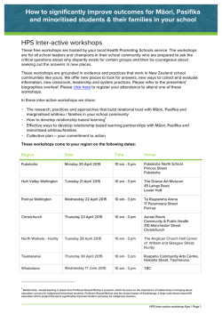 HPS Interactive workshops - Health Promoting Schools