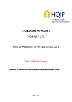 INVITATION TO TENDER HQIP NCA 170
