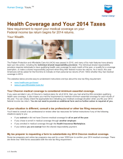 Health Coverage and Your 2014 Taxes