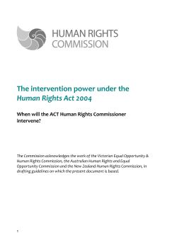 A guide to the Human Rights Commissioner`s Power to Intervene in