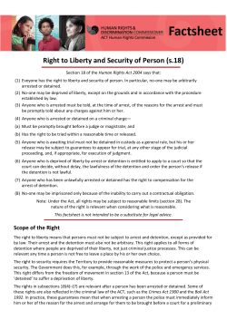 Right to Liberty - ACT Human Rights Commission
