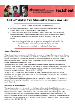 Right to Protection from Retrospective Criminal Laws