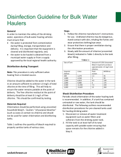 Disinfection Guideline for Bulk Water Haulers