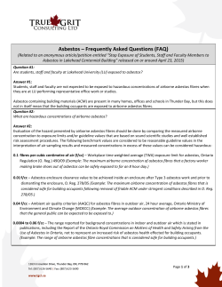 Asbestos â Frequently Asked Questions (FAQ)