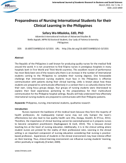 Preparedness of Nursing International Students for their Clinical