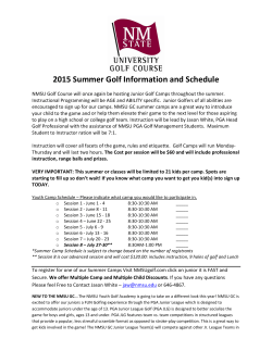 2015 Summer Golf Information and Schedule