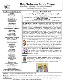 April 12 - Holy Redeemer Parish Cluster