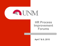 HR Process Improvements Forums - April 7 & 9, 2015