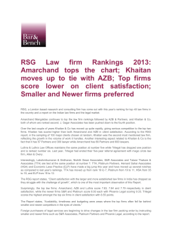 RSG Law firm Rankings 2013: Amarchand tops the chart