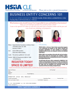 BUSINESS ENTITY CONCERNS 101 - Hawaii State Bar Association