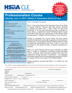 Professionalism Course - Hawaii State Bar Association