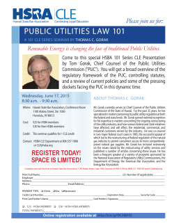 PUBLIC UTILITIES LAW 101 - Hawaii State Bar Association