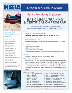 Basic Legal Training (BLT) for legal support staff begins May 4, 2015
