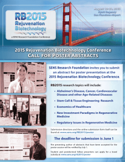 2015 Rejuvenation Biotechnology Conference CALL FOR POSTER