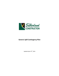 Generic Spill Contingency Plan - Harold Sutherland Construction Ltd.