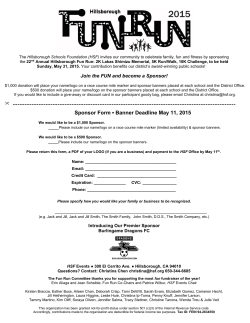 Sponsor Form Banner Deadline May 11, 2015