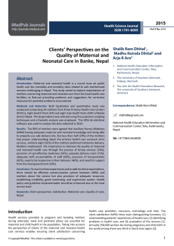 Clients Perspectives on the Quality of Maternal and Neonatal Care