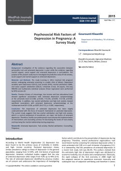 Psychosocial Risk Factors of Depression in Pregnancy