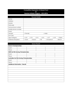 Competitors Expression of Interest Form for Talented Athlete Program