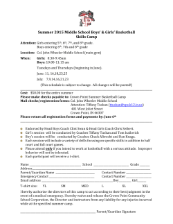 Summer 2015 Middle School Boys` & Girls` Basketball Skills Camp
