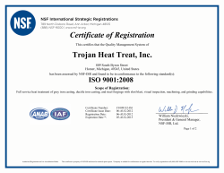 Trojan ISO Certificate - Heat Treating Services