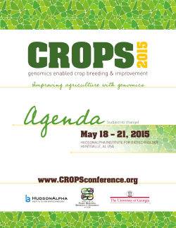 Improving agriculture with genomics May 18 â 21, 2015