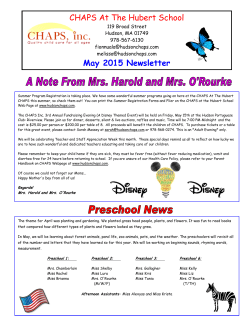 CHAPS At The Hubert School May 2015 Newsletter