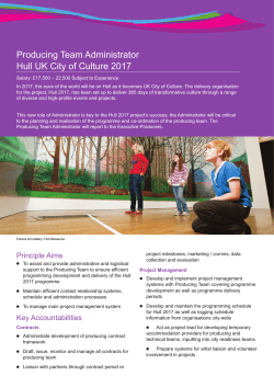 Producing Team Administrator - Hull UK City of Culture 2017