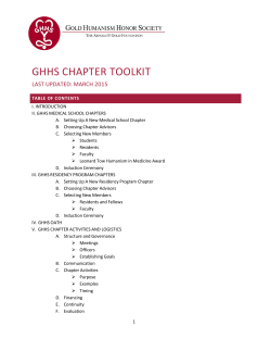 GHHS CHAPTER TOOLKIT - The Arnold P. Gold Foundation