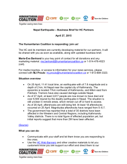 Nepal Earthquake â Business Brief for HC Partners April 27, 2015