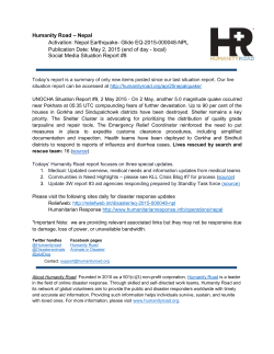 Humanity Road Nepal Situation Report 9 May2, 2015 Summary