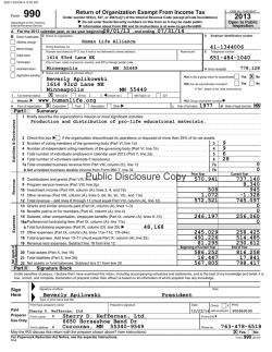 2013-2014 IRS 990 - Human Life Alliance