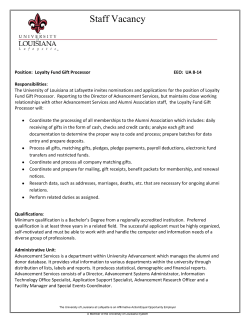 Staff Vacancy - Human Resources - University of Louisiana at