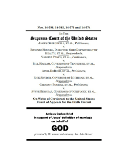 Amicus Curiae Brief in support of Jesus` definition of marriage on