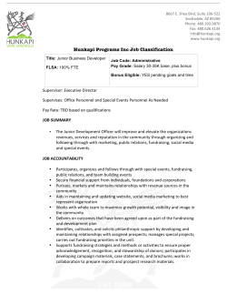 Hunkapi Programs Inc Job Classification