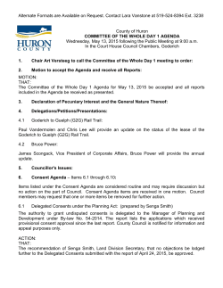 County of Huron Committee of the Whole Day 1 Agenda: May 13