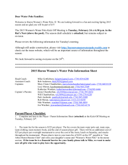 2015 Huron Women`s Water Polo Information Sheet Parent/Player