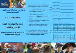 Holiday Kindergarten - Hutt City Kindergartens