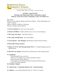 AGENDA April 20, 2015 Meeting of the Homestead Valley