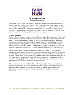 HV Farm Hub Farm Stand Manager Job Description